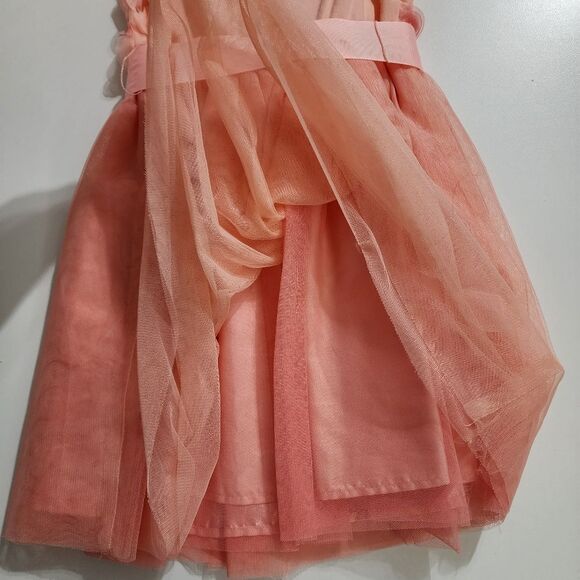 Girls Peach Roses Floral Formal Elegant Dress, Cardigan, & Headband Set Size 5/6 - Picture 13 of 16